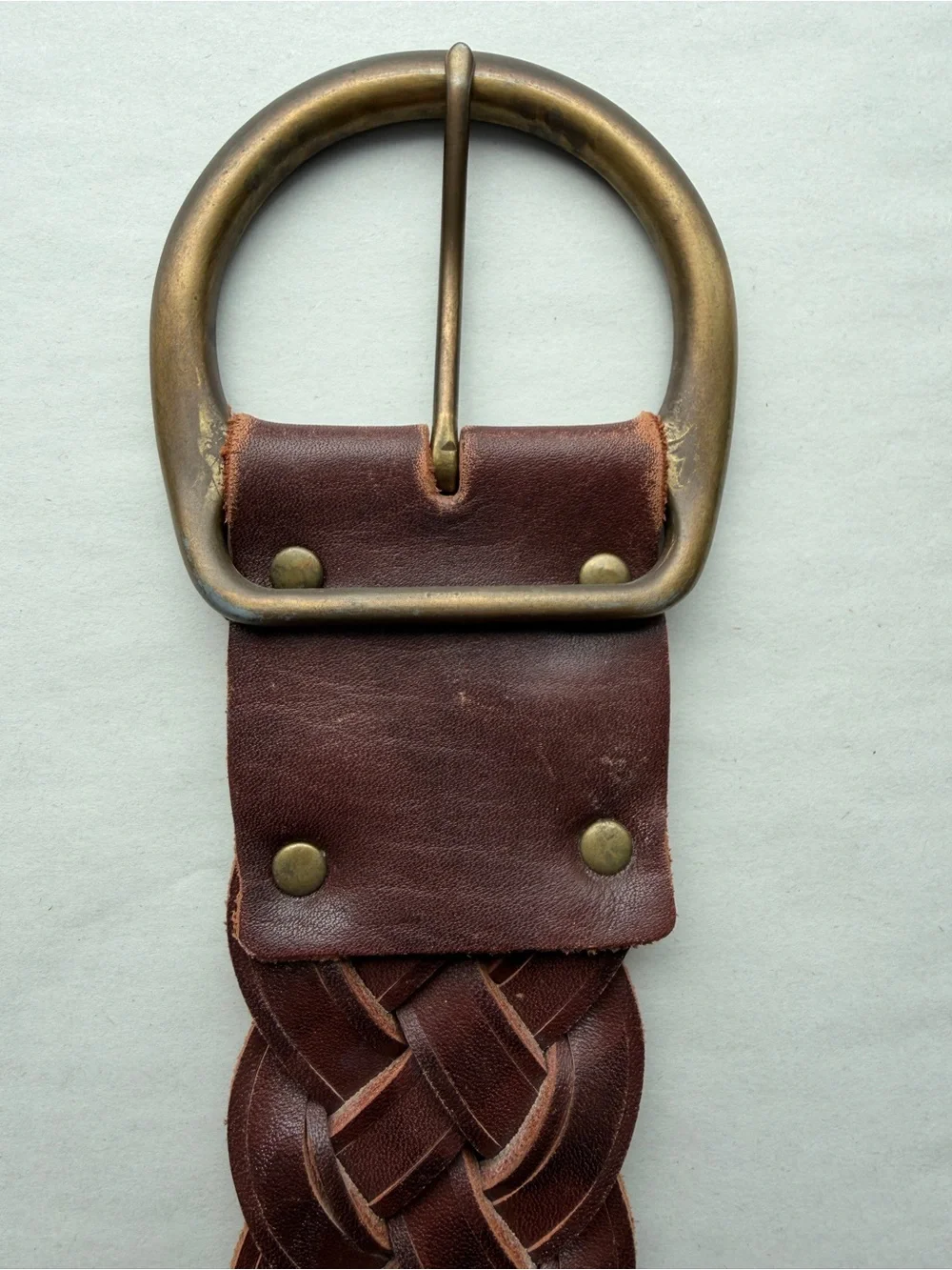 NWT vintage Abercrombie & Fitch Wide Braided Leather Belt Boho Brown Size M/L